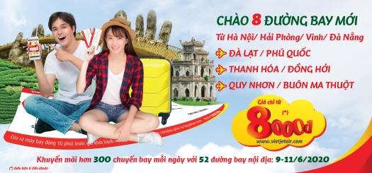 Khuyến mãi 8 đường bay mới VietjetAir