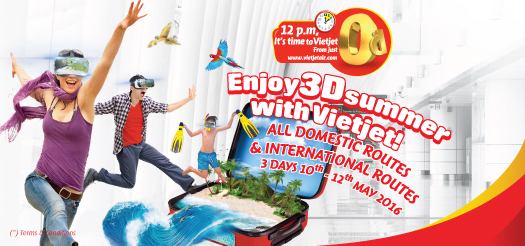 Vui Hè 3D cùng Vietjet! vé máy bay giá 0 đồng